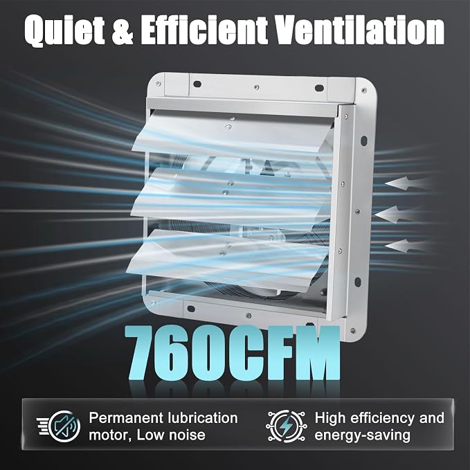 Ventilador Extractor de Pared Criditpid de 7 Pulgadas, para Garaje, Ático, Invernadero y Gallinero, 760 CFM, 1600 RPM, con Interruptor ON/OFF miniatura 4