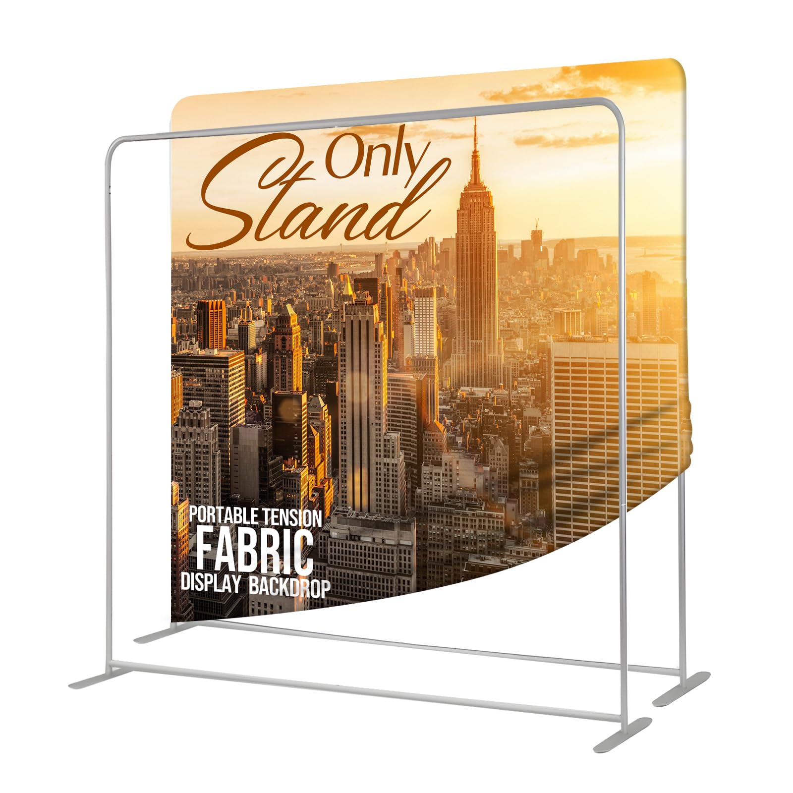 7.5x7.5 FT Tension Fabric Display Backdrop Stand for Trade Show Booth, Stand Holder Backdrop Portable Aluminum Double-sided for Exhibition, Weddings, Events, - Stand Only