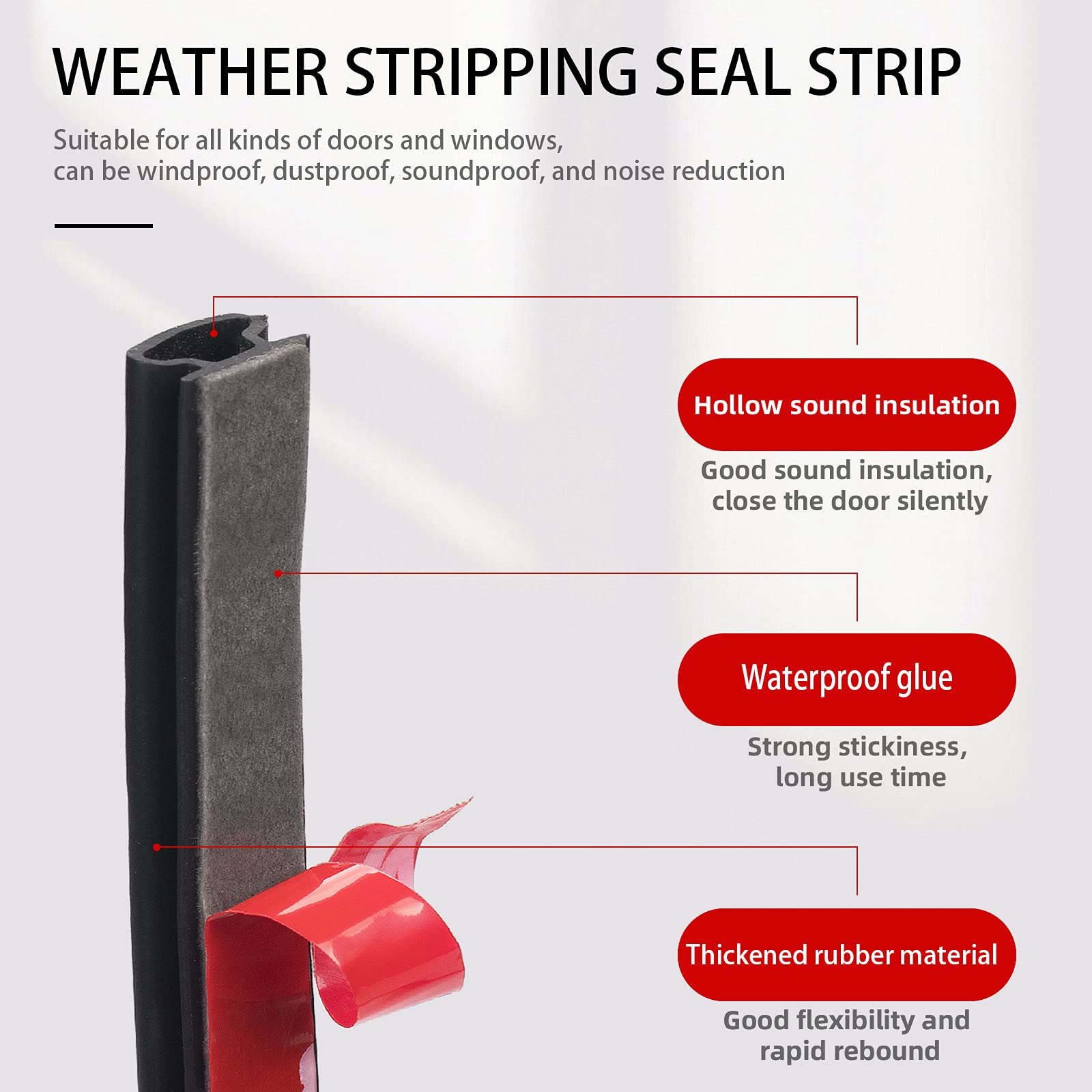 Buy Gangdise Black Weather Stripping Seal Strip for Doors/Windows 19.68