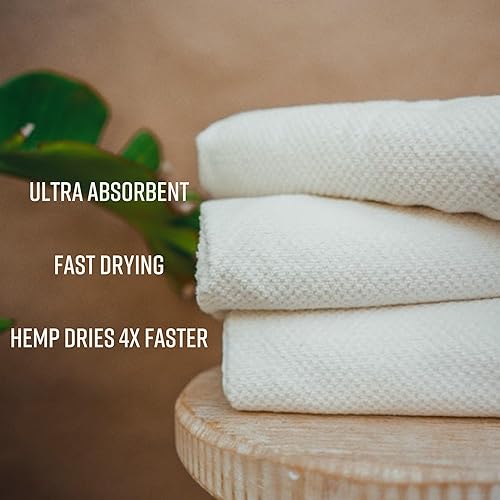 Miniatura 7 de Juego de toallas de baño de cáñamo, paquete de 3 toallas de baño orgánicas, ecológicas, absorbentes, sostenibles de calidad de spa con algodón
