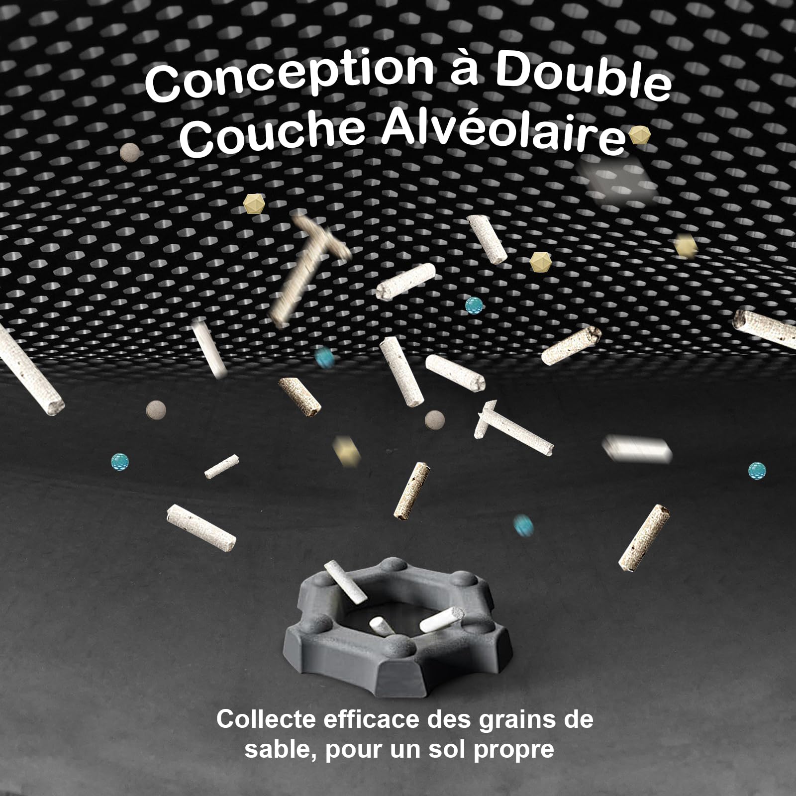 90x60 cm Tapis Litiere Chat, EVA Imperméable Double Couch Conception, Noir | XL Structure Alvéolaire Tapis Chat Litiere pour Chat en Non Toxique, Facile à Nettoyer