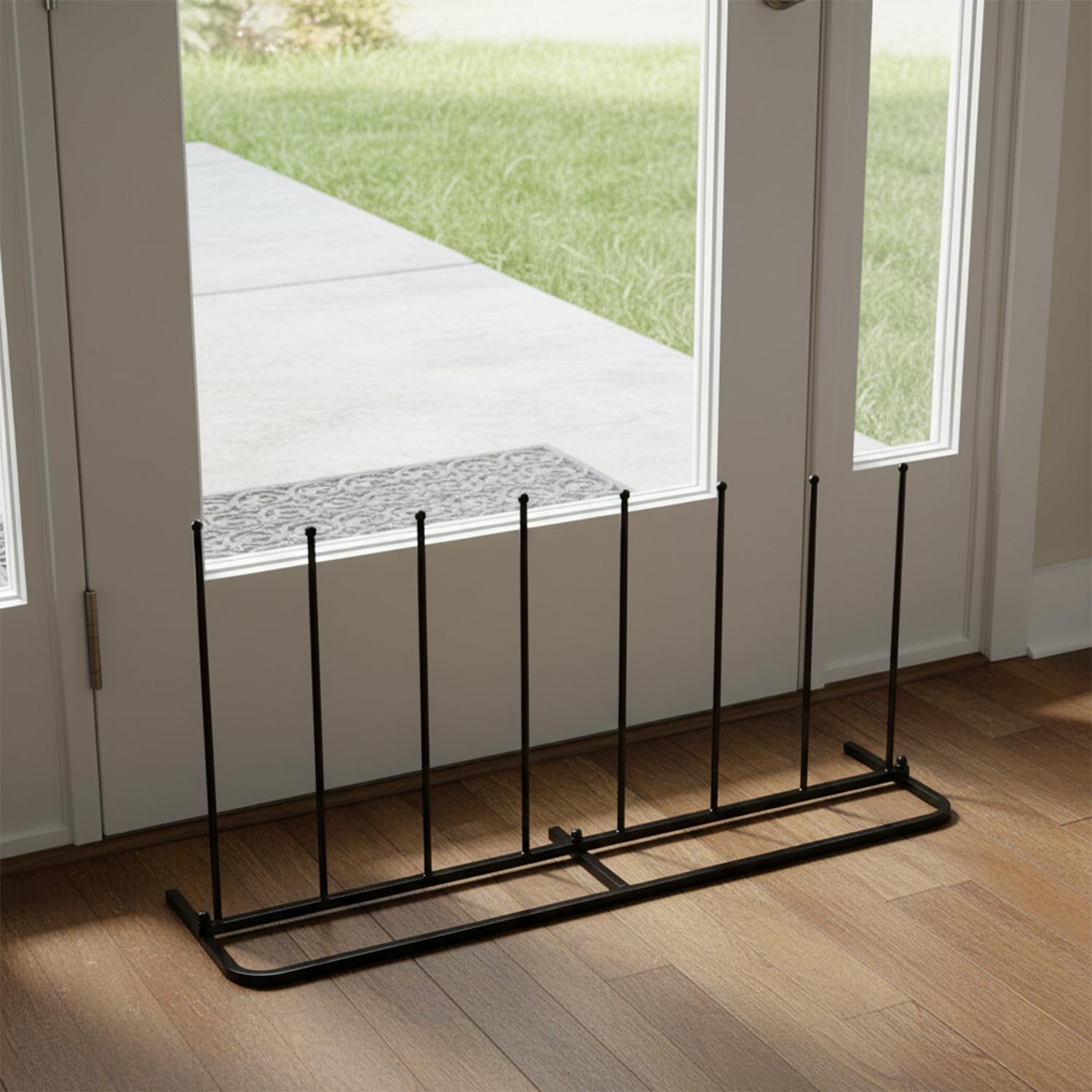 Woodside Black Steel Wellington Welly Dirty Boot Rack 4 Pairs Walking Shoe Storage Stand