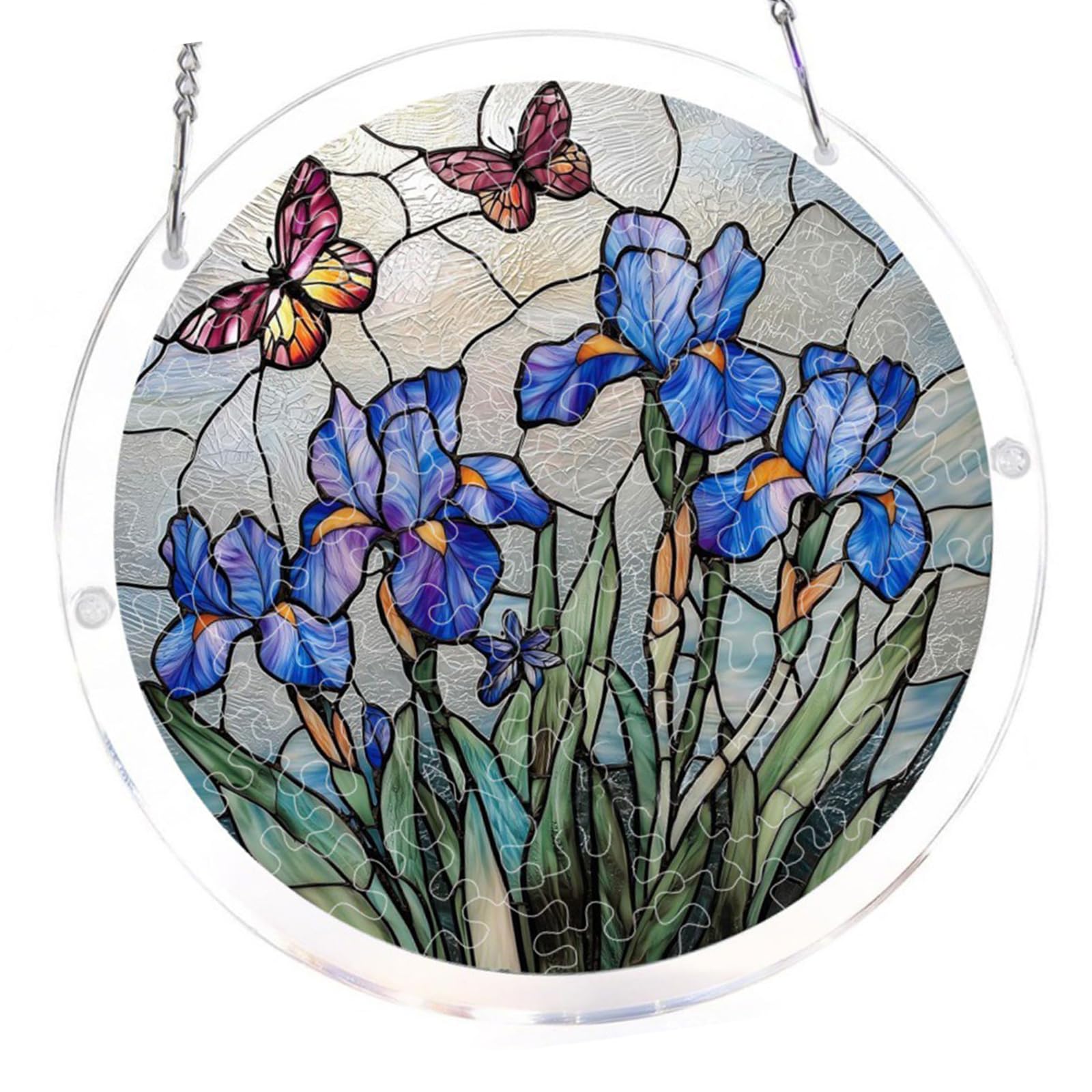 Creative Round Acrylic Puzzle Hanging Decoration Decorative Sun Catchers Ornament with Chain Acrylic Puzzle Ornament