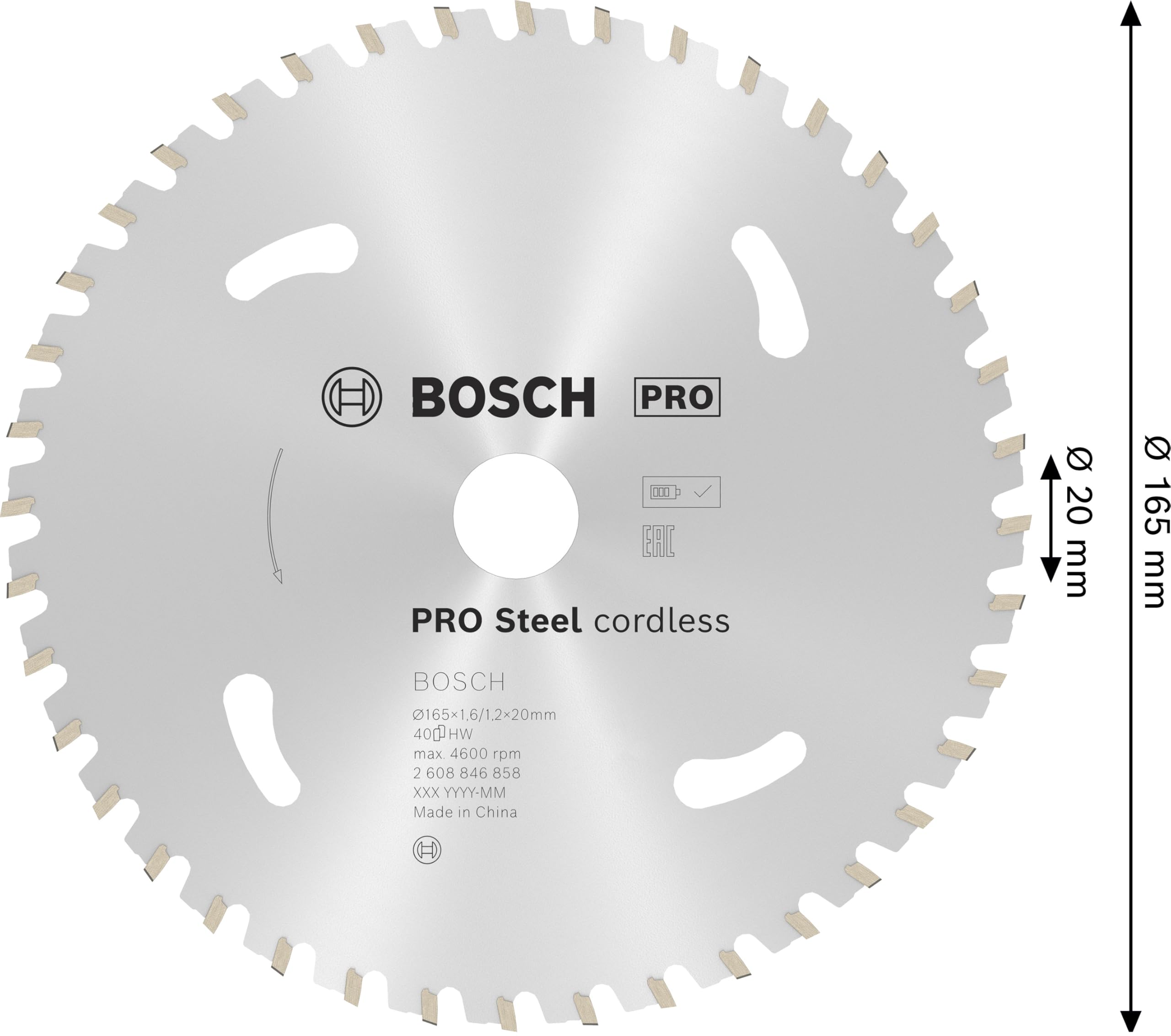 Bosch 1 lama per sega circolare Pro Steel cordless per seghe a secco a mano (per acciaio, diametro mm, accessori professionali sega circolare a batteria)