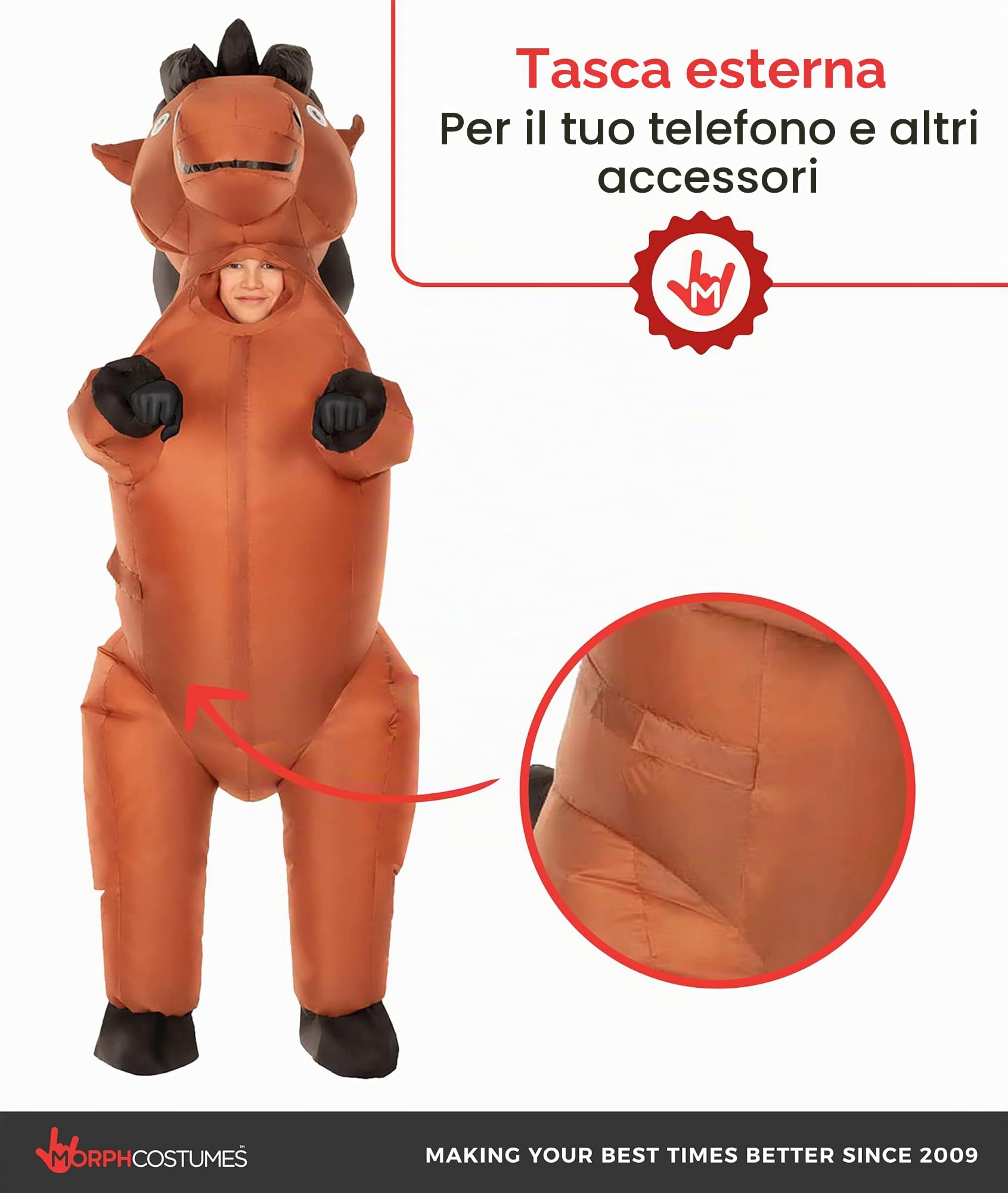 Morph Prancing Horse Costume Gonfiabile Cavallo Bambino, Costume Carnevale Halloween Cavallo Gonfiabile
