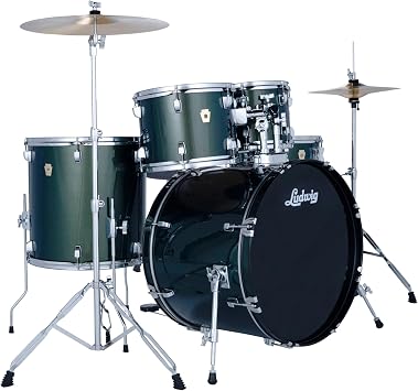 Ludwig Accent Drive 5PC Drum Set W/Hardware & Wuhan Cymbals, 22 Bass Drum, Jade Dust