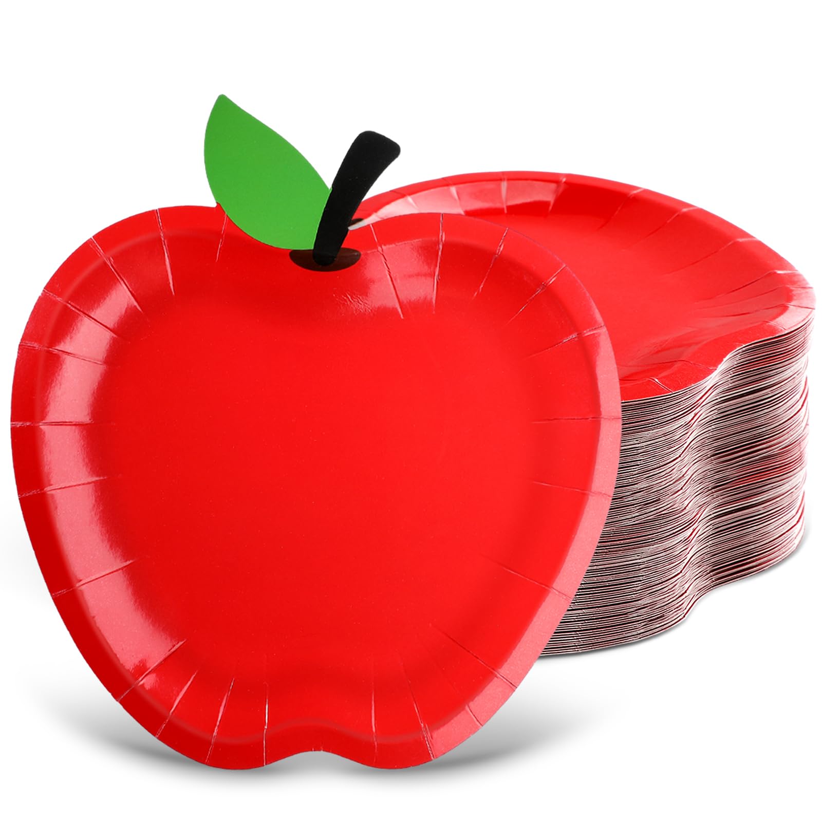 Meanplan Pappteller „Roter Apfel“ Für Schulanfang | 50 Stück, 17,8 Cm Ø | Einweggeschirr Für Kindergarten, Vorschule, Party
