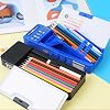 Pop Up Multifunction Pencil Case for Girls Boys, Cute Cartoon Pen Box Organizer Stationery with Sharpener, Schedule, Whiteboard, School Supplies for Kids (Black)