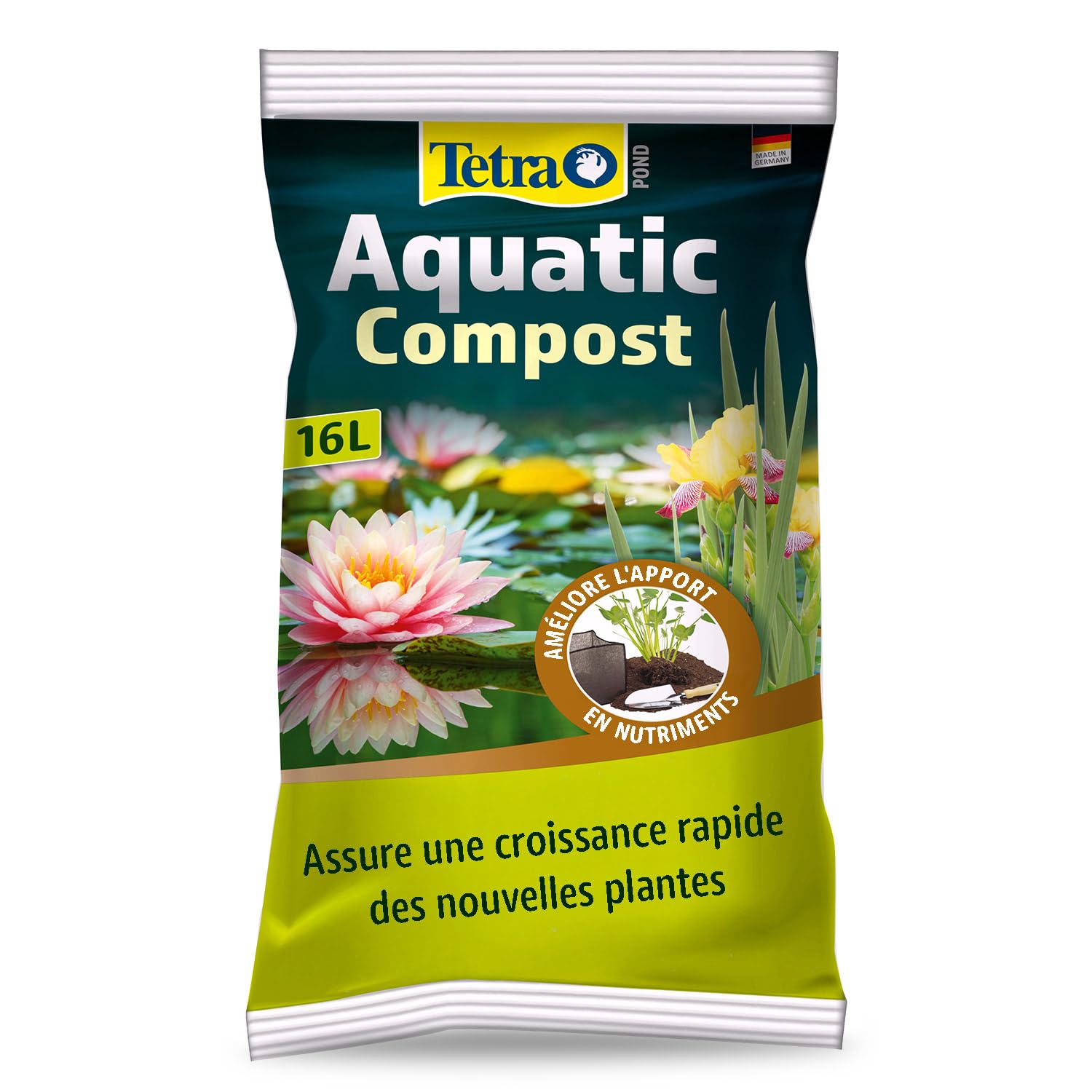 Tetra Pond AquaticCompost - Engrais, Terreau pour Fond de Bassin – Nutriments pour Plantes de Bassin de Jardin et d’Ornement - Favorise la Croissance des Plantes – 16 L