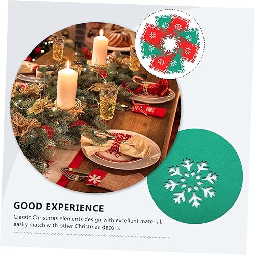 Miniatura 6 de 24 manteles individuales de fieltro para Navidad, con patrón de copos de nieve, antideslizantes, para escritorio, Navidad, decoración de Navidad, 24