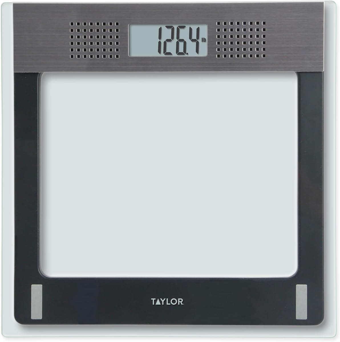 Taylor Talking Bathroom Scale for Seniors, 440 lb Capacity Glass Digital Body Weight Scale with Loud Voice Readout, Gray