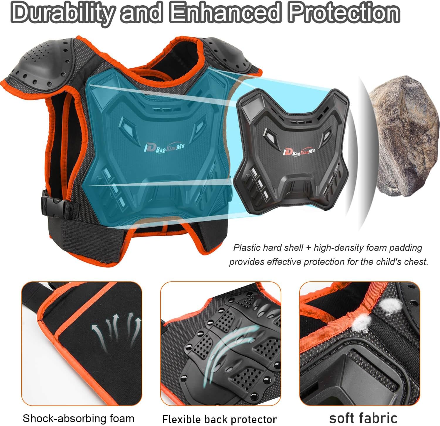 Kids Dirt Bike Gear, Youth Motocross Armor Protective Vest Suit，Children Chest Back Knee Elbow Protection for Cycling ATV