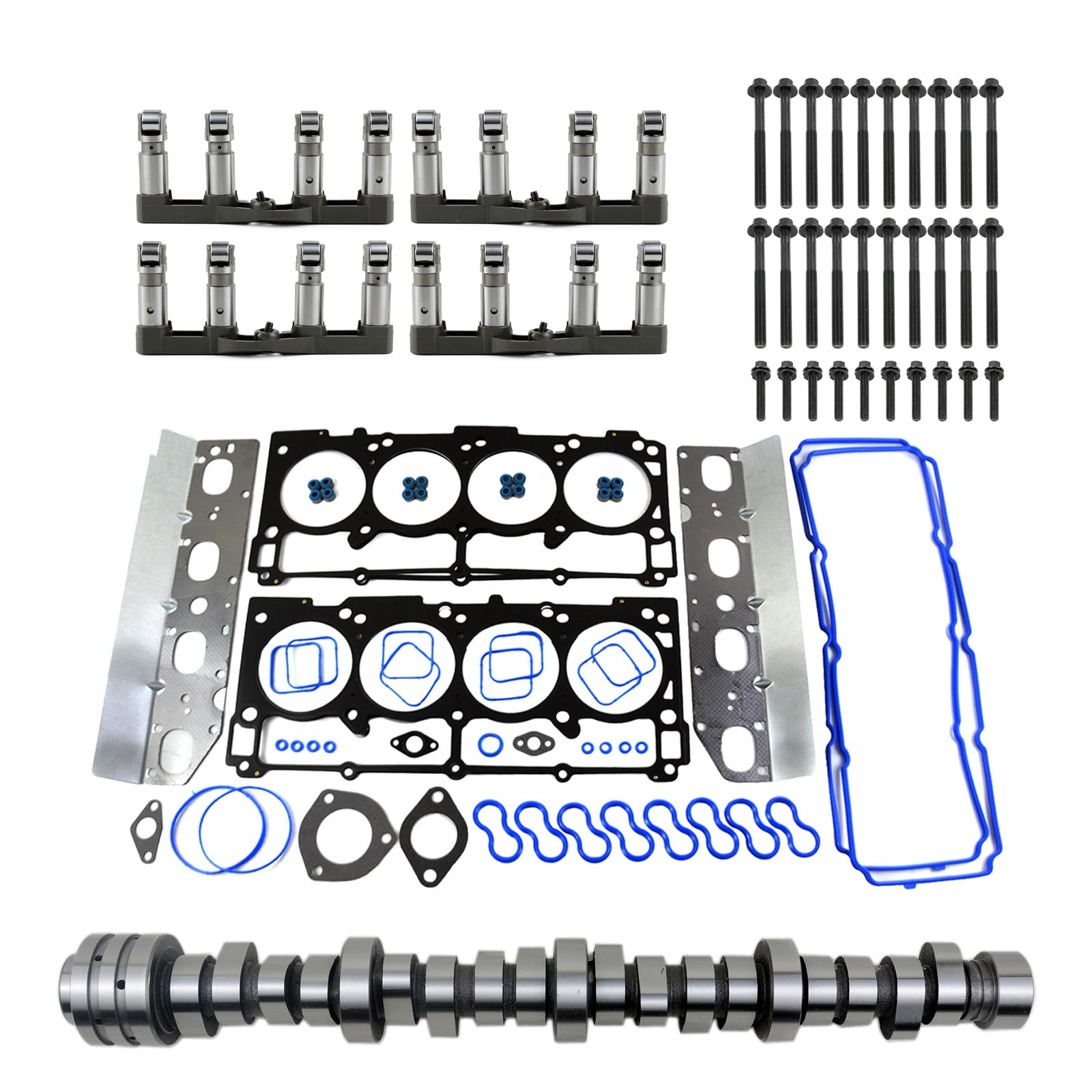 GELUOXI MDS 5.7 HEMI Lifters Camshaft Kit w/Head Gasket Set Replacement for Chrysler 300 Jeep Grand Cherokee Dodge Charger Challenger V8 5.7L 2009-2018 Part# 53022372AA 53021726AE 53021726AD