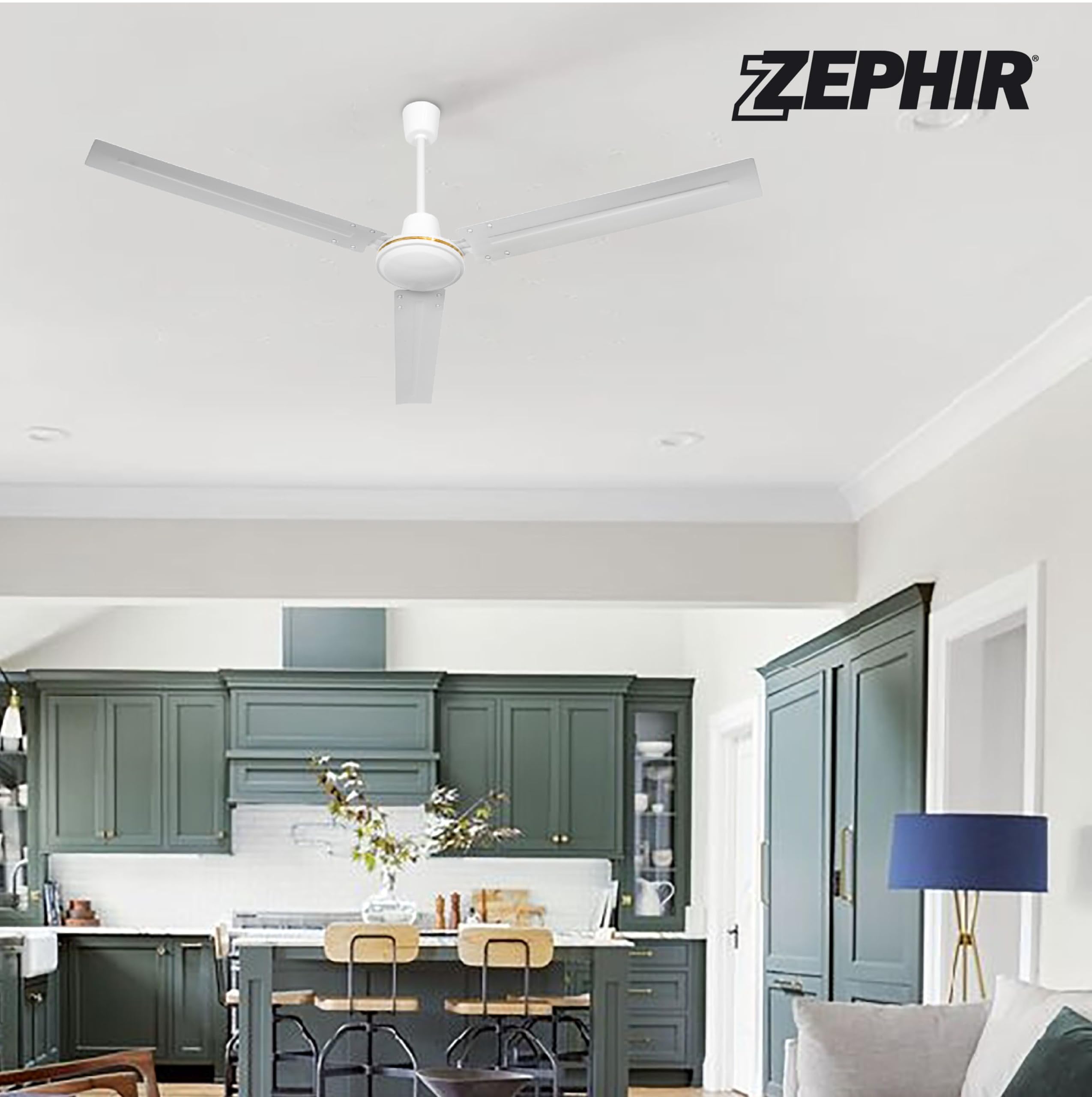 Zephir ZFS8120 Ventilatore da Soffitto in Metallo, Bianco