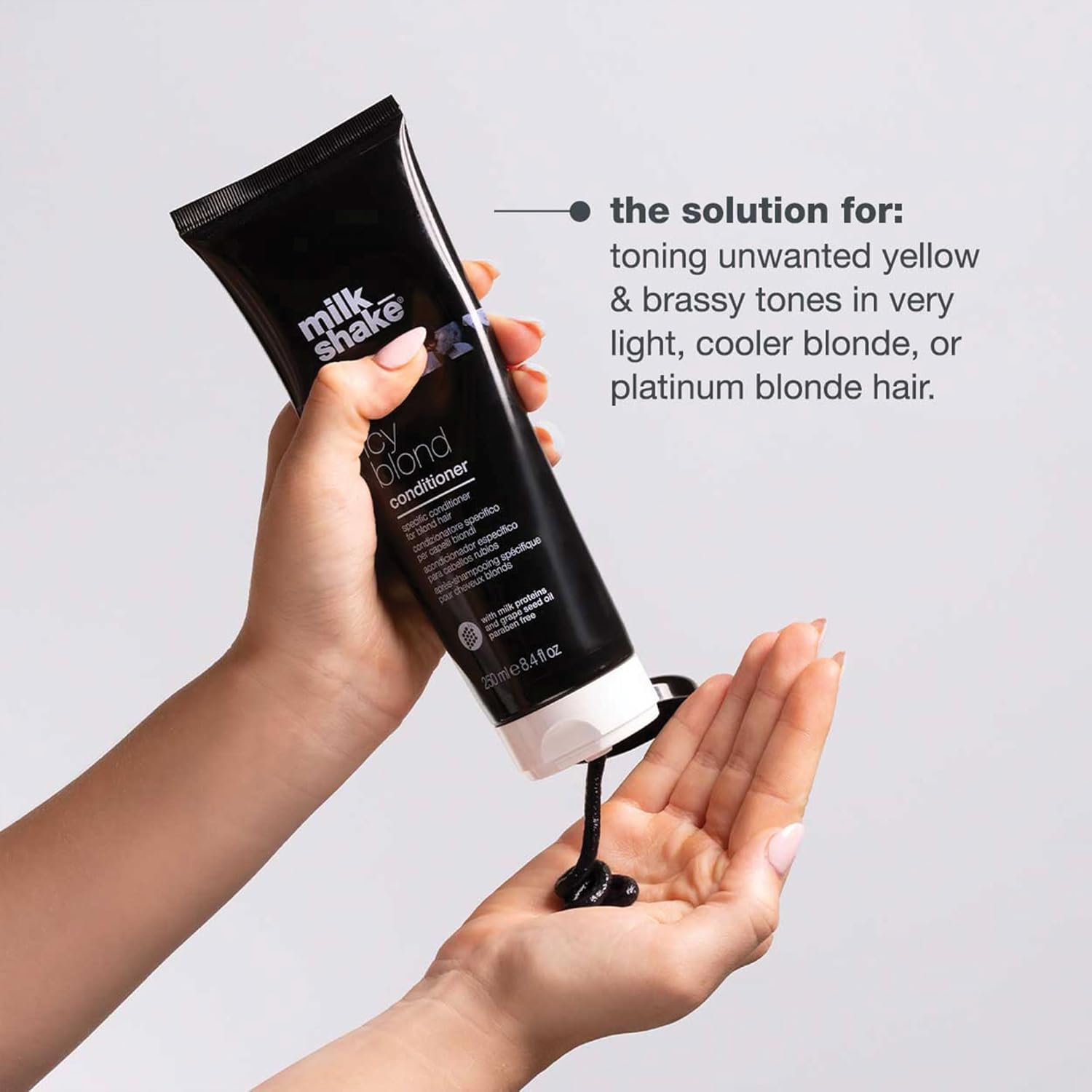 milk_shake icy blond conditioner | award winning toning conditioner with black pigment to neutralize yellow and brass in platinum blonde hair | hydrates and brightens cool tones - Image 6