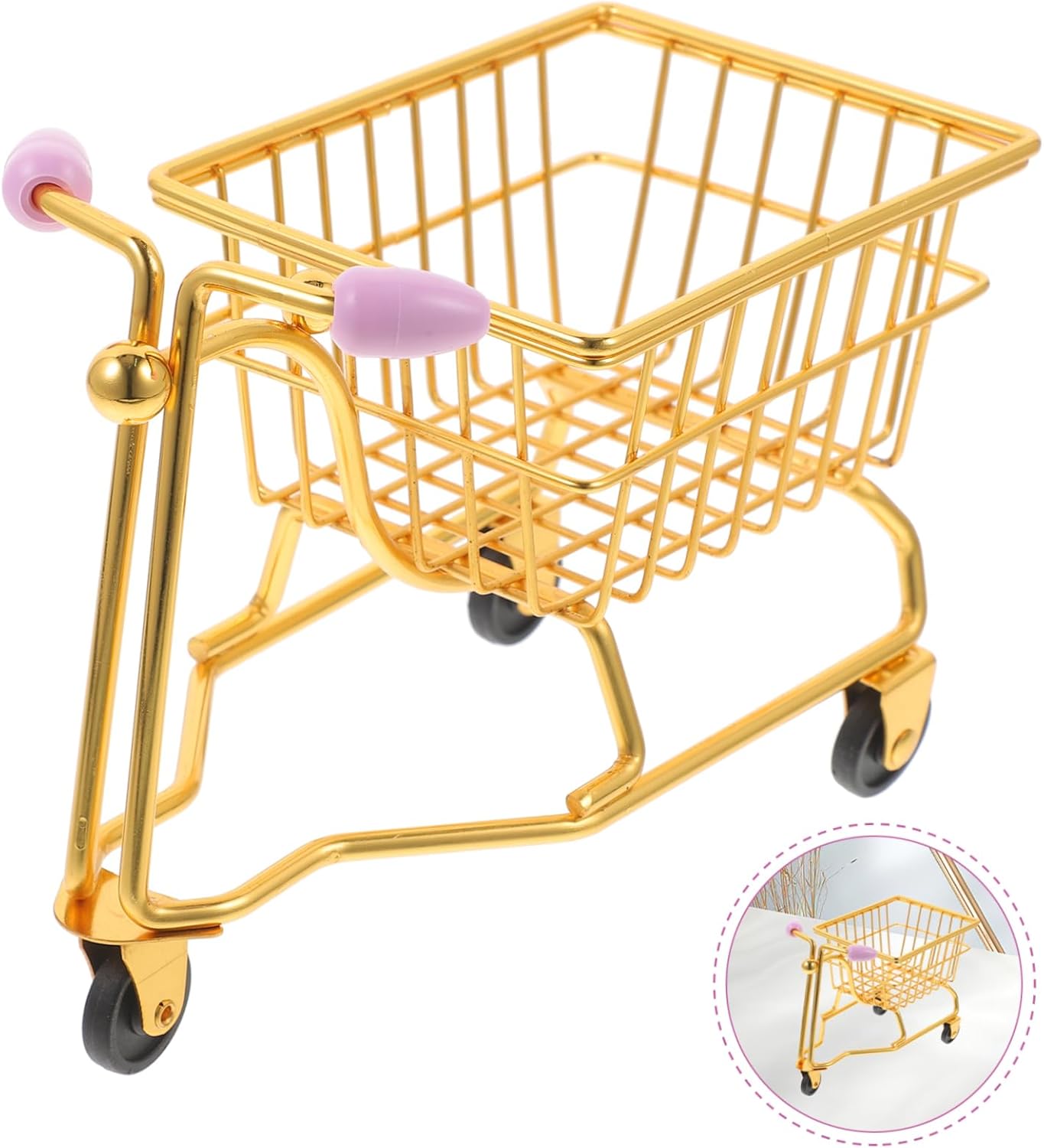 KOMBIUDA Miniature Supermarket Trolley Makeup Sponge Holder Shopping Cart Drying Rack for Desk Organization Cute Design for Bedroom Office Kitchen Decor
