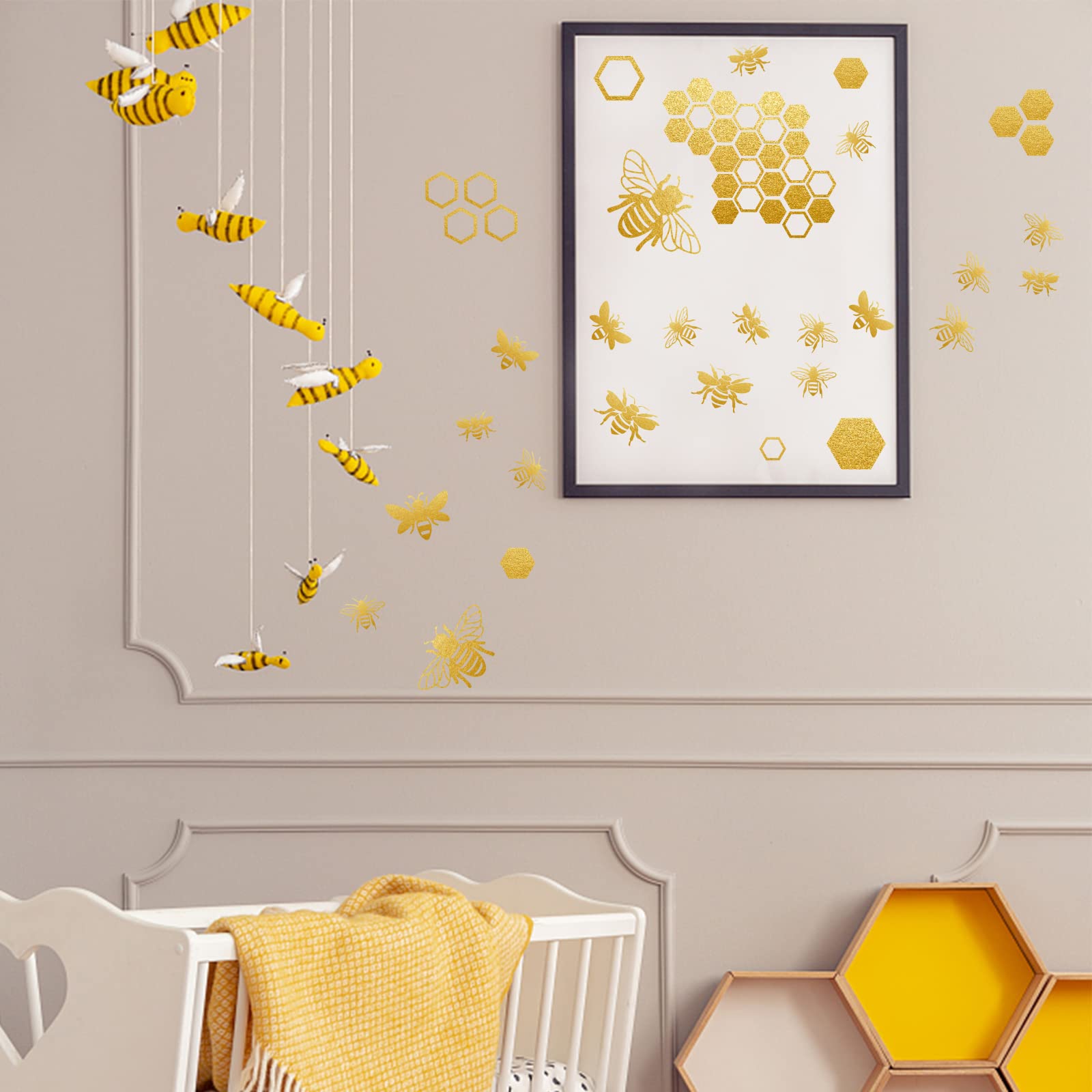 SUPERDANT Colorful Bee Wall Decals Hive Theme Wall Stickers Honeybee Wall Decor Vinyl Wall Decoration for Nursery Kindergarten Bedroom Living Room Honey Shop 29cmx90cm — image 1