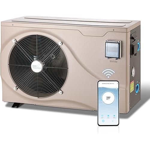 38000BTU Electric Swimming Pool Inverter Heat Pump, Up to 10000Gallons Pool Heater for Above Ground Inground Pool, Smart Control No Timer Need, Heating and Cooling Pool Heater 208-220V