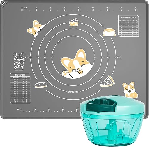 Ourokhome Alfombrilla de silicona para hornear, 20 x 16 pulgadas, extra gruesa, antiadherente y antideslizante, procesador de alimentos manual,