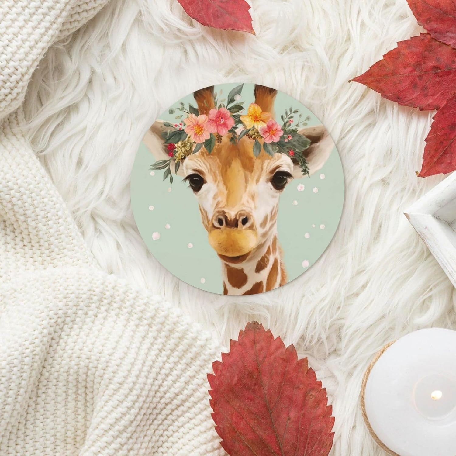 Car Air Freshener 24 PCS Giraffe with Floral Hanging Car Air Fresheners Auto Interior Decor Card Freshener Strong Scented Card Lavender Cars Scents for Office Bedroom Close Drawer Round Shape