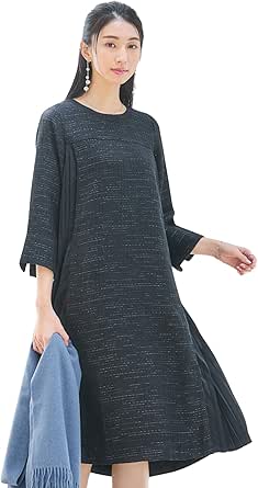 Amazon.co.jp: DRESS+ Women's Party Dress, Maternity Tweed, Long Sleeve ...