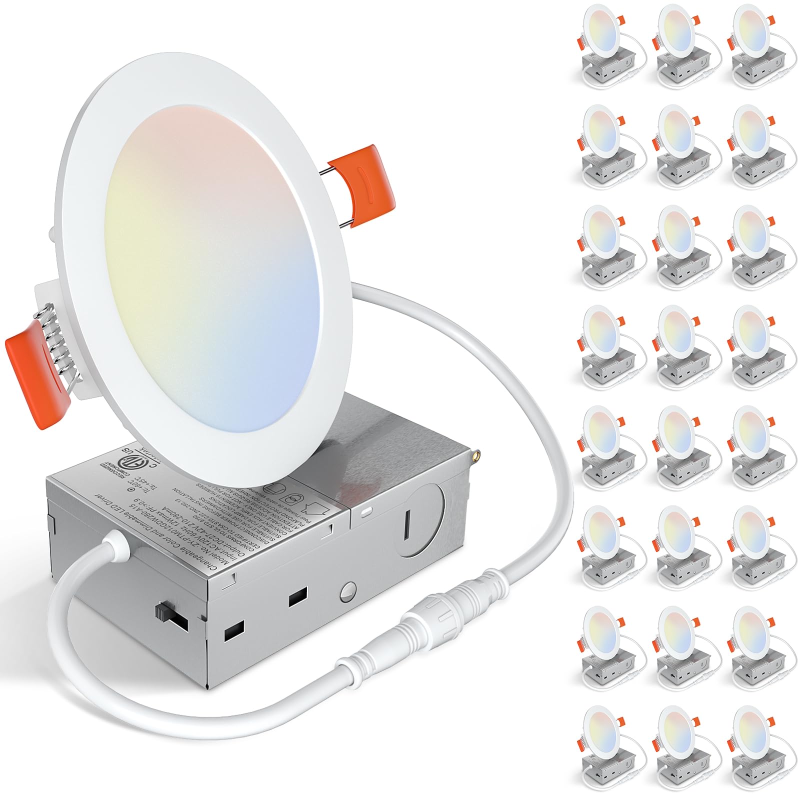 UVFD 24 Pack 4 Inch 5CCT Ultra-Thin LED Recessed Ceiling Light