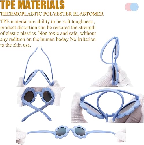 Miniatura 5 de COASION Lentes de sol flexibles y flexibles con correa para bebés recién nacidos y niñas de 0 a 24 meses