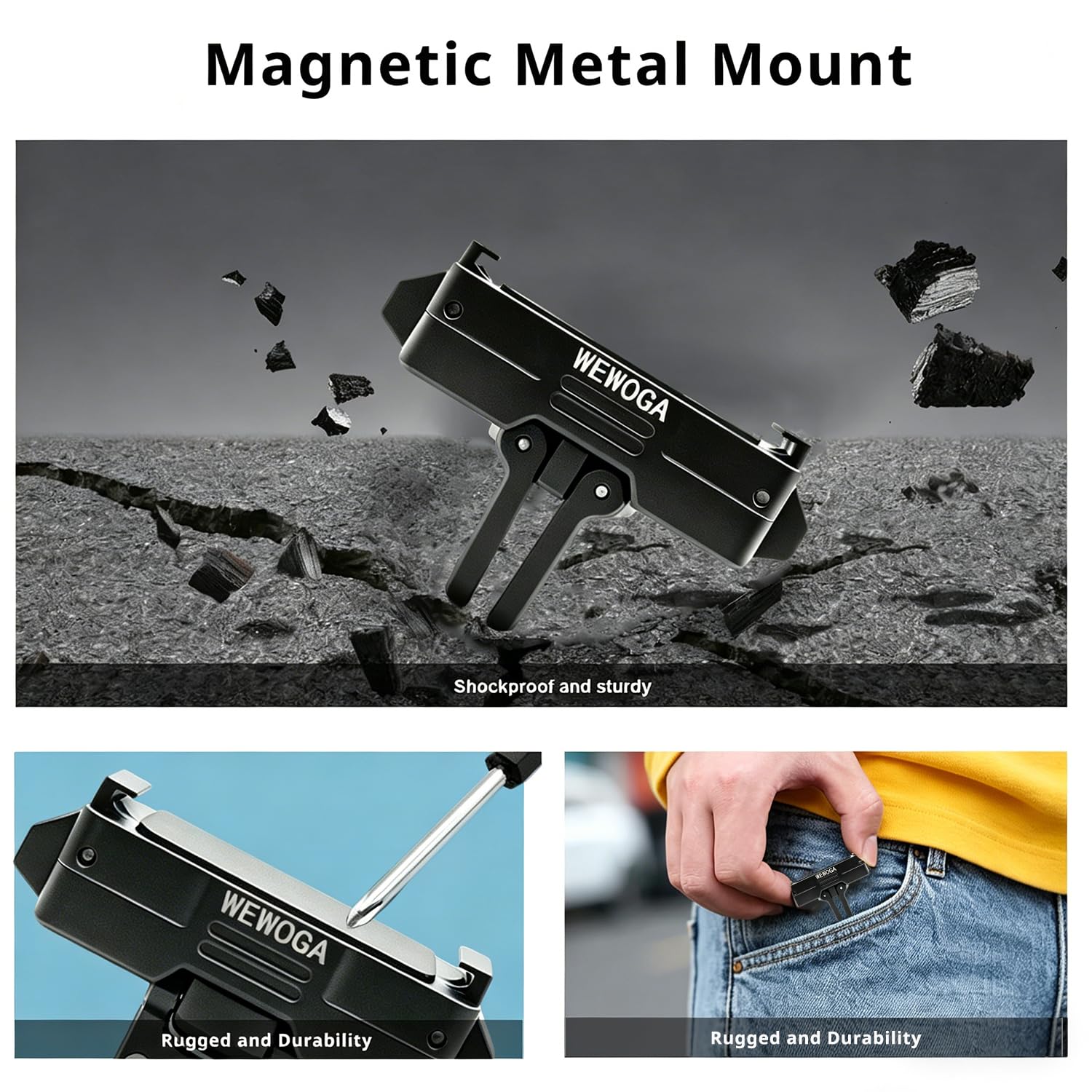Osmo Nano/Action6 Soporte Magnético 360°Giratorio, Metálico Adaptador Liberación Rápida compatible con DJI Osmo Nano/Action6,Base Giratoria con 1/4" Tornillo y Pinza Plegable para Trípode/Palo Selfie