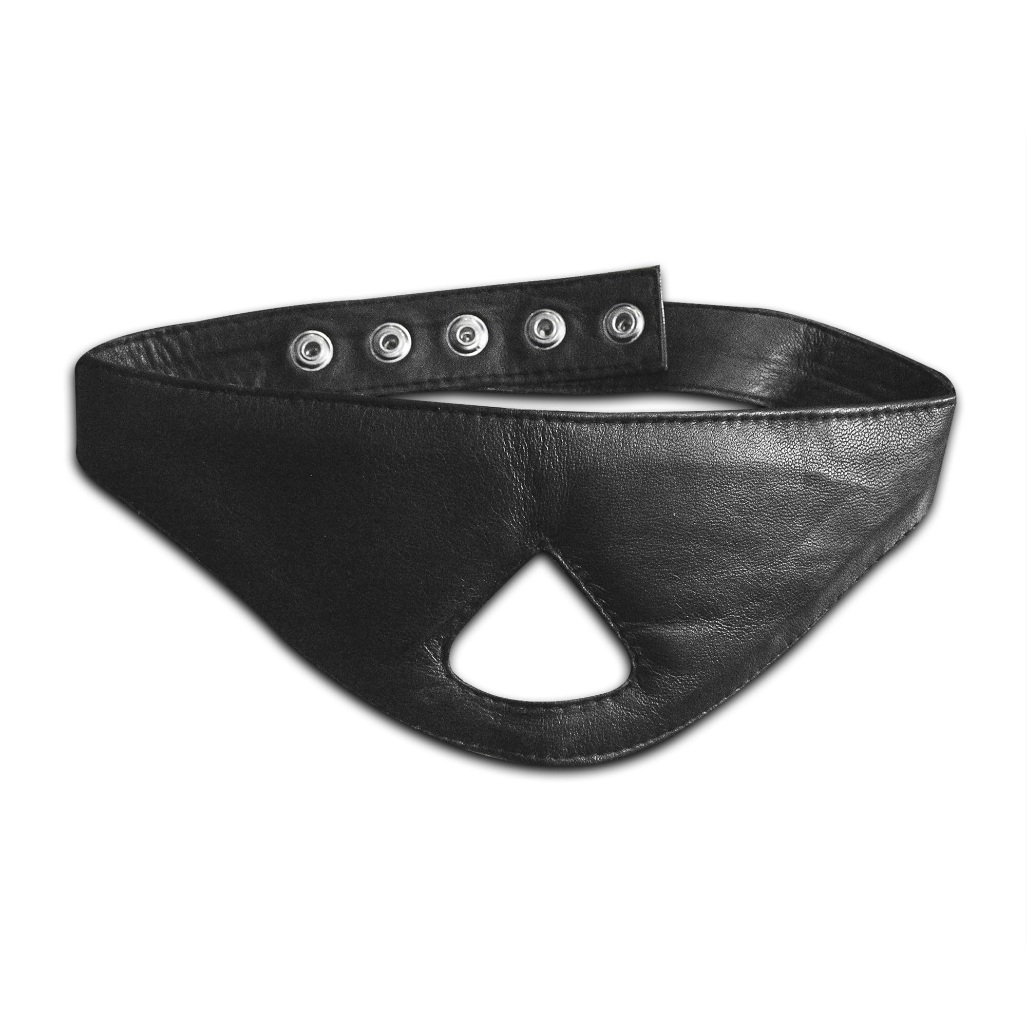 Rising Bloom 100% Real Genuine Leather Blackout Eye Mask Sleeping Position BOndage Fun For Men and Women Unisex Adjustable Yoga Blindfold for Comfortable Wearing (Black)