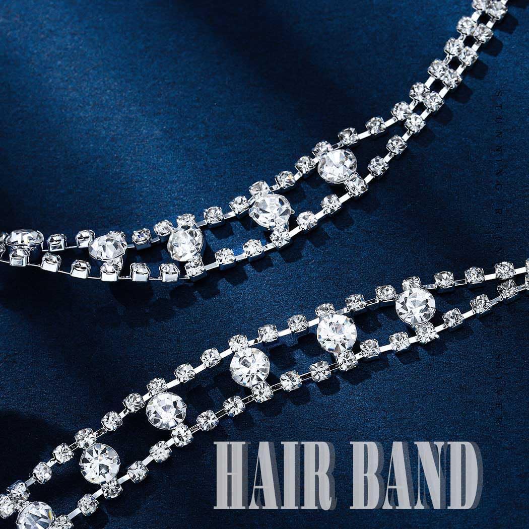 Silver Crystal Head Chain for Women Rhinestone Headpiece Bride Hair Chain Women Hair Accessories - Image 6