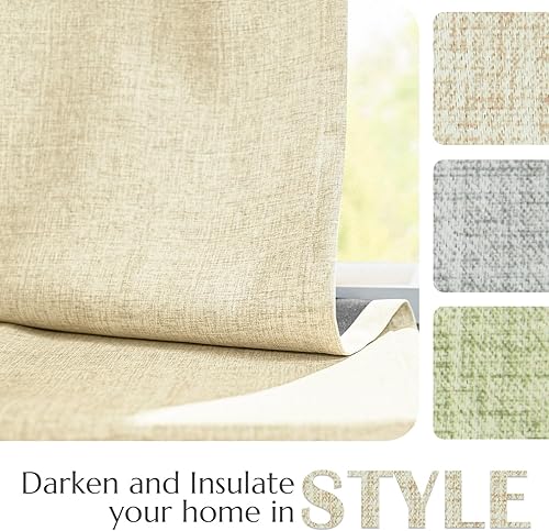 Miniatura 6 de jinchan Cortinas 100% opacas para dormitorio, cortinas de granja de 96 pulgadas de largo para sala de estar, cortinas de bloqueo de luz completa con