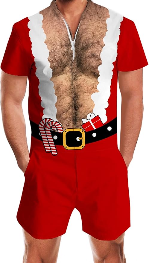 RAISEVERN Mens Romper Zipper Shorts Sleeve Overalls