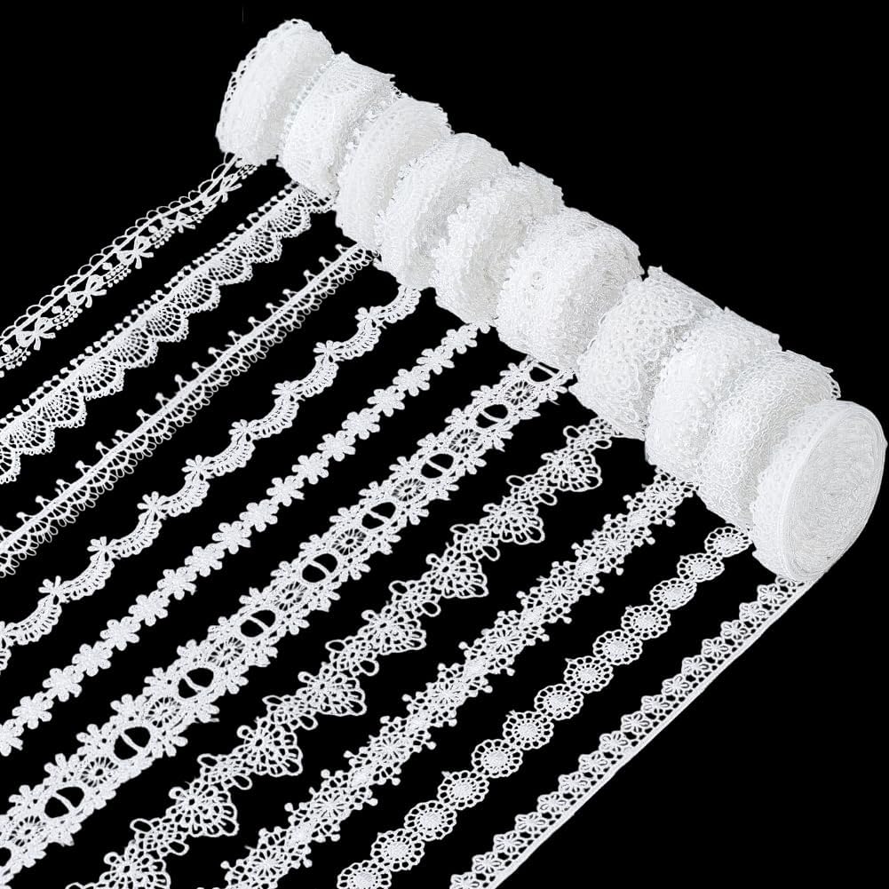 MAYJOYDIY 30 Yards Black Venice Lace Ribbon Embroidered Edge Trim Vintage Lace Trim for Gift Wrapping DIY Sewing Crafts Scrapbooking Wedding Bouquet Decoration(10 Styles)
