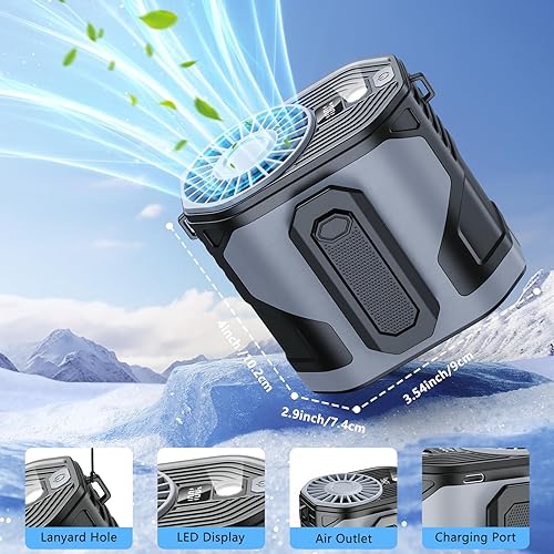 Miniatura 5 de Ventilador de cintura portátil, ventilador de cinturón portátil de 10 velocidades, potente flujo de aire, ventilador de cuello colgante manos