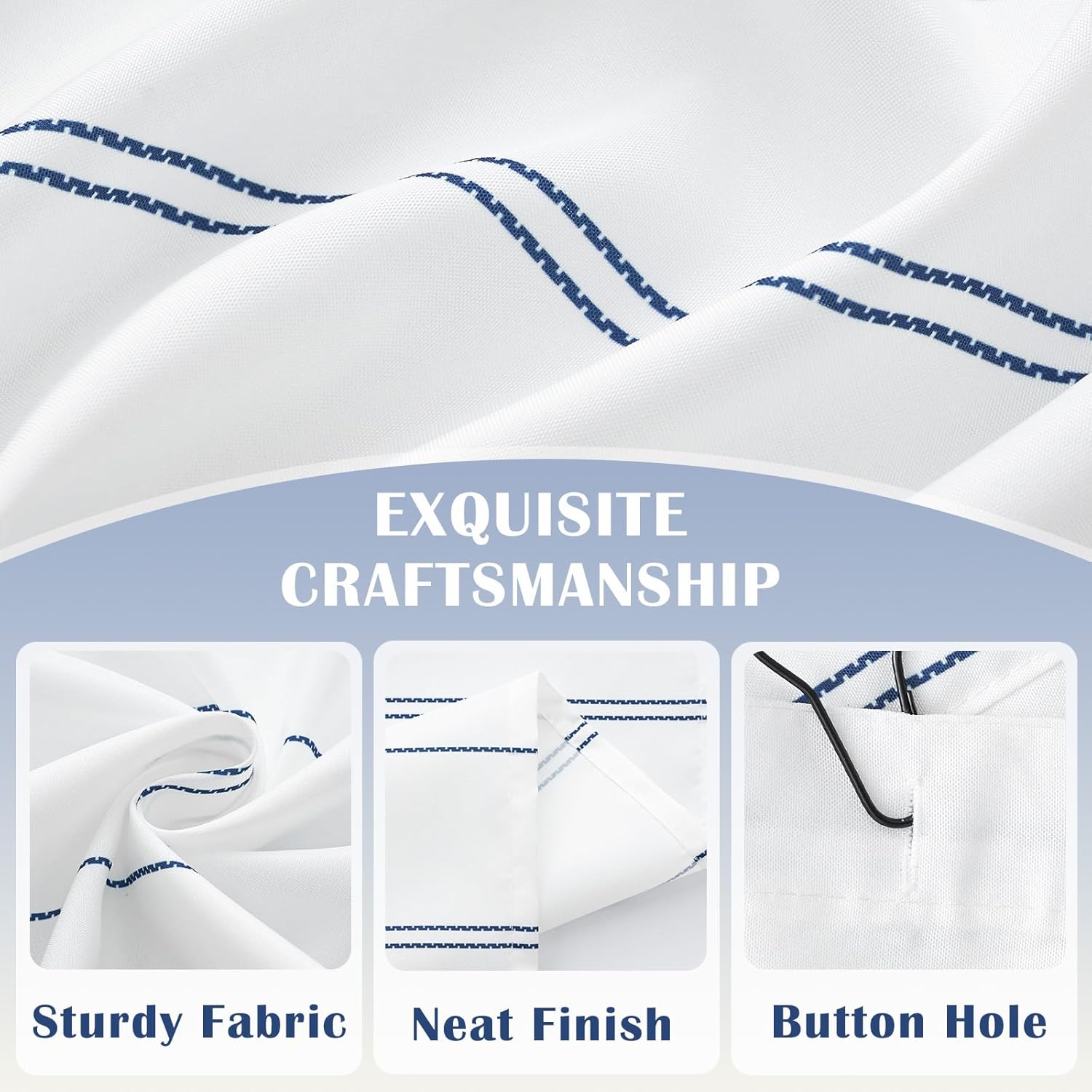 jinchan Blue and White Casual Striped Shower Curtain Nautical Modern Minimalist Pinstripe Waterproof Fabric Shower Curtains for Bathroom with Weighted Hem and 12 Hooks 70x72 inches