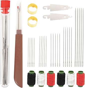 37Pcs Stainless Steel Sewing Needles Set, Hand Sewing Needles with Needle Threader, Portable Travel Sewing Kit for Home and Emergency Repairs