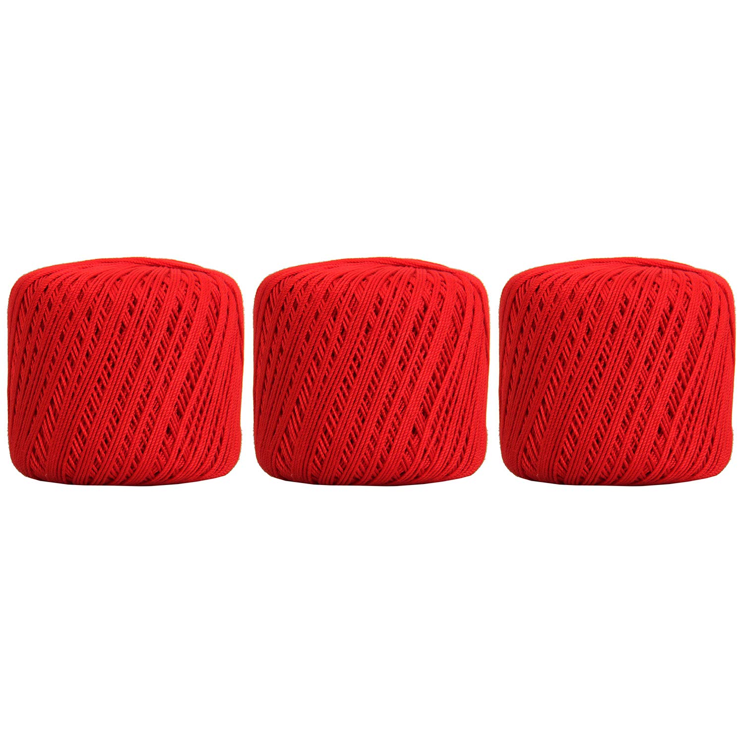 3 Ball Pack Threadart 100% Pure Cotton Crochet Thread - RED - Size 10 and 3 - Singles and Bulk Packs Available - Size 3 - Color 12