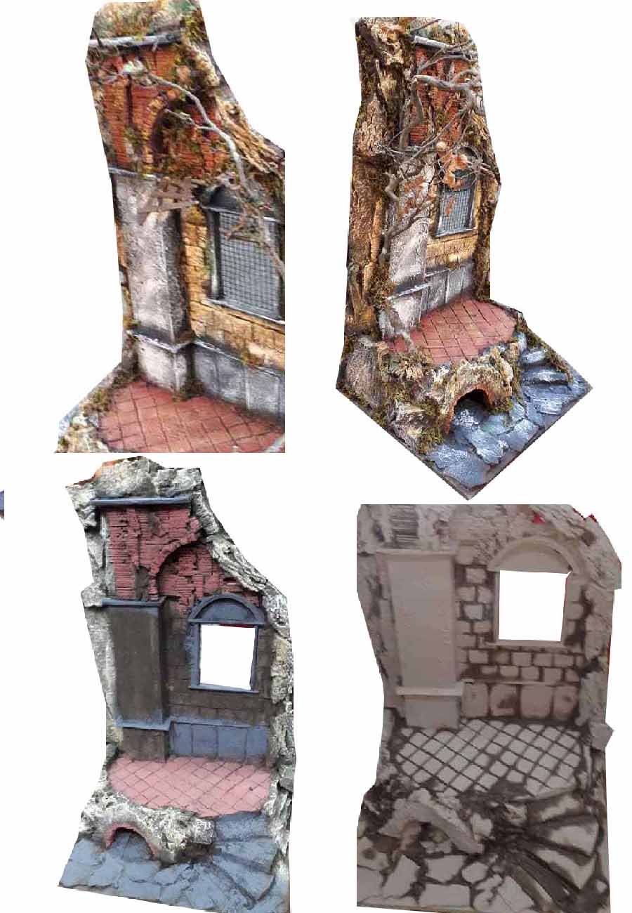 Presepe Completo Sughero e Legno Napoletano Tempio per pastori 35 cm Crib 40x45 cm Alto 90 cm pastori statuine presepe ricevi Un Portachiavi S.G. ARMENO Artigianali Shepherds Crib nic 120