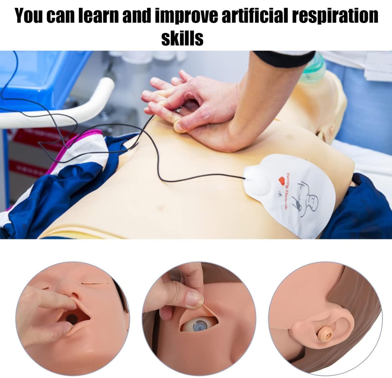 Reanimationspuppe Erste Hilfe CPR Übungspuppe Trainingspuppe für Herz-Lungen-Wiederbelebung Gummi-Halbkörper Künstliche Beatmung Menschliches Modell Simulator für Erste-Hilfe-Training