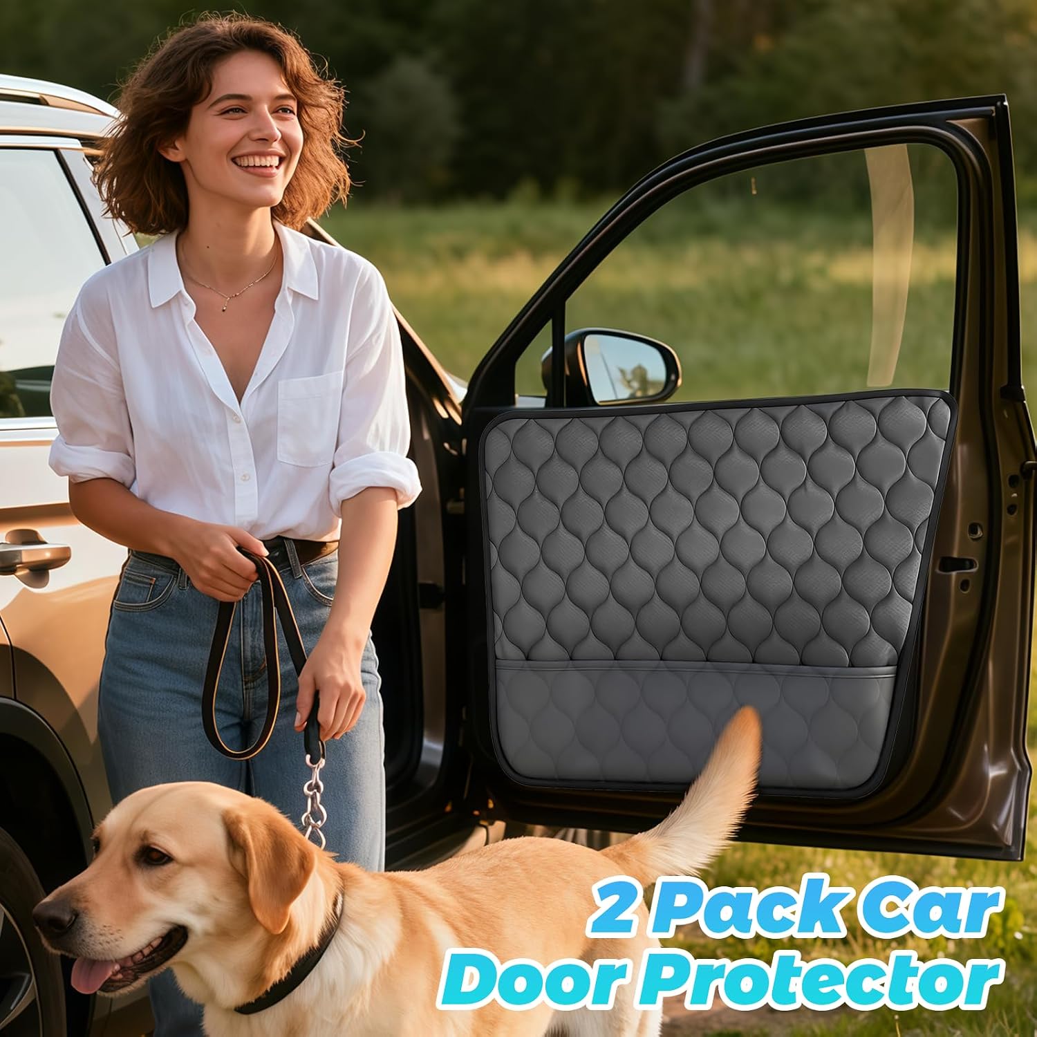 Wokyo Dog Car Door Protector, 30.31" x 21.25" 2 Pack Black Waterproof Anti-Scratch Pet Vehicle Door Covers Heavy Duty Material Car Doors Cover Larger Design for Trucks & SUV