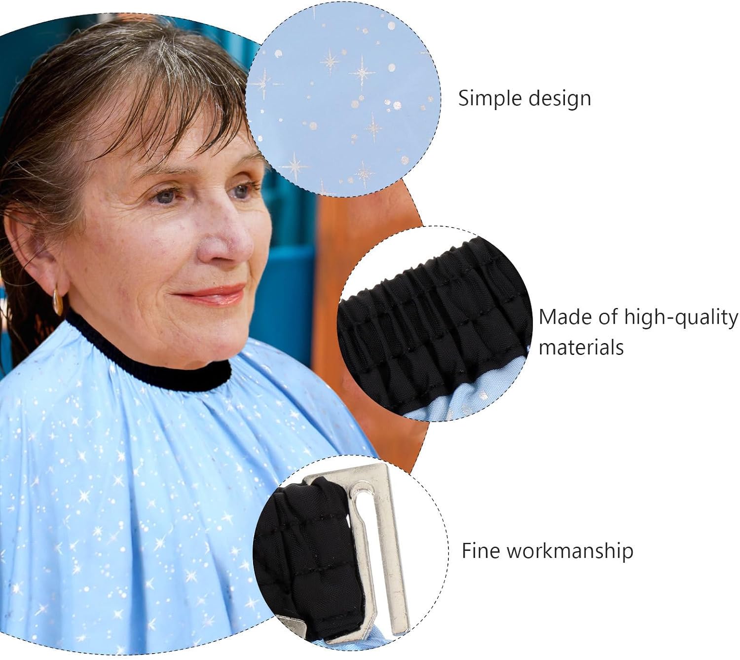 Waterproof Barber Cape Polyester Pongee Hair Cutting Apron Blue | Simple Design, Lightweight Build, Easy Cleaning, Protects Skin and Clothes