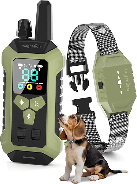 wagnation Dog Shock Collar with Remote Control, 4000FT Dog Training Collar with Beep(1-9) & Vibration(1-9) & Safe Shock(1-99), IPX7 Waterproof & Rechargeable Shock Collar for Dogs All Breeds 10-120lbs