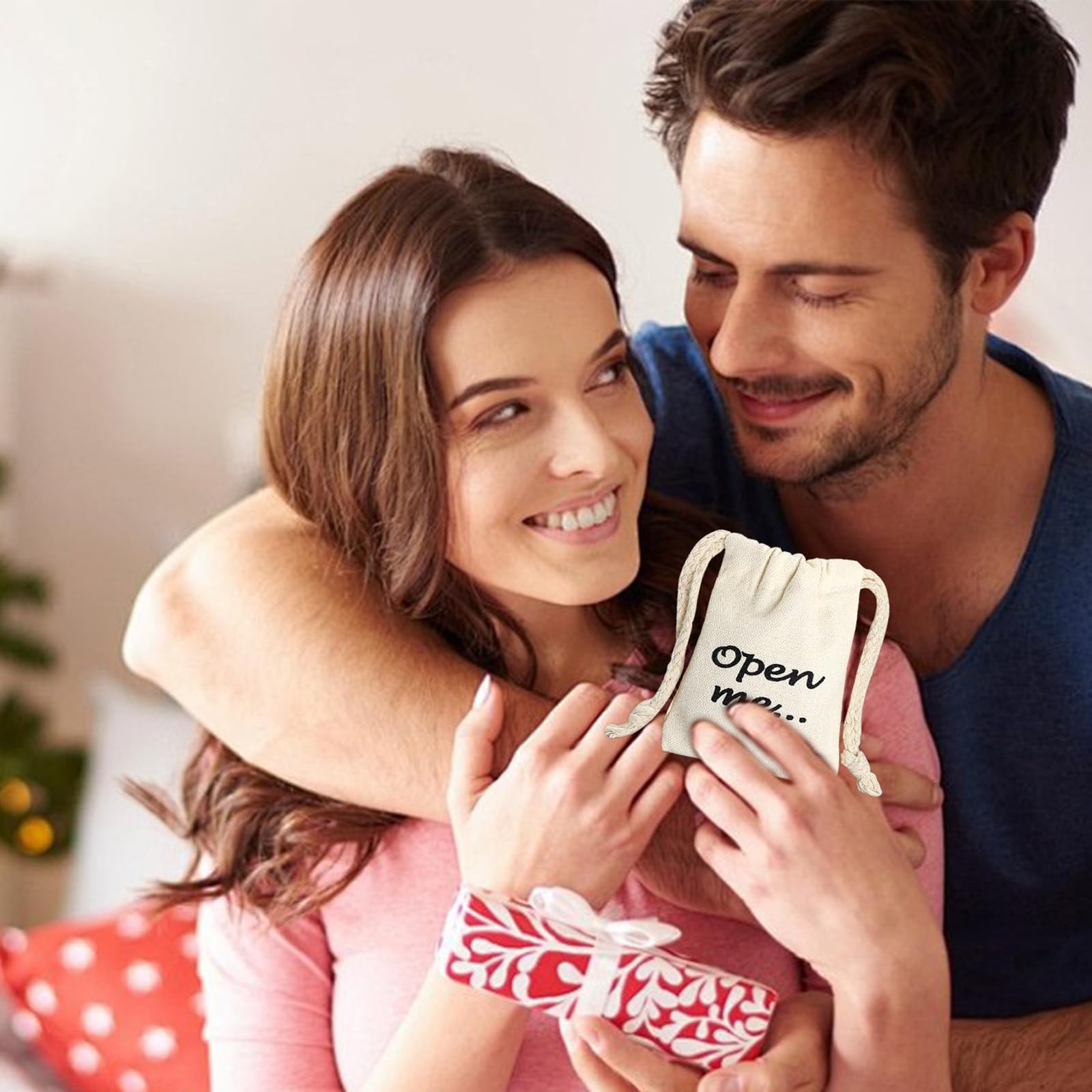 Cadeau de poche avec inscription « I Love You » - Cadeau pour lui pour elle en crochet - Cadeau pour femme (cœur)