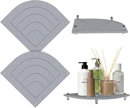 2Pcs Fan-Shaped Stone Drying Tray, Water Absorbing Stone Tray with Stainless Steel Feet, Fast Drying Diatomite Stones Sink Tray, Vanity Trays Dispenser Organizer for Bathroom11.7"L x 8.27"W x 1.3"H