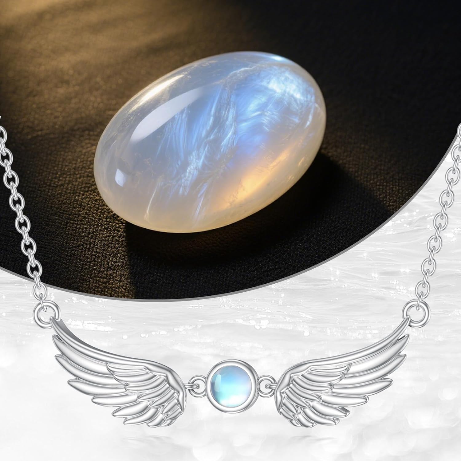 Angel Wing Necklace for Women 925 Sterling Silver Moonstone Angel Wings Pendant Ladies Jewelry Gifts - Image 6