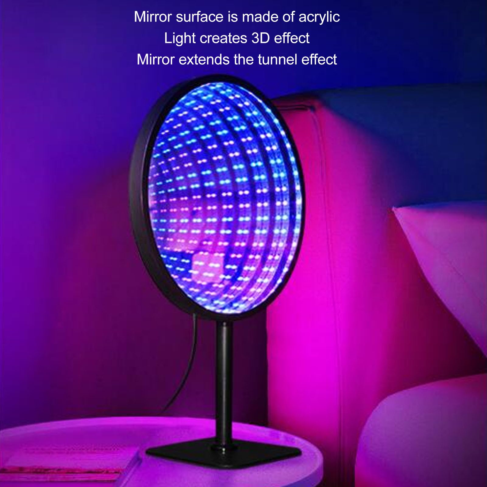 Topiky Spiegel Tunnellicht, USB LED Nachtlicht, 3D Spiegellicht, APP Fernbedienung, RGB, Unendliche Schreibtischlampe, Schreibtisch Tischlampe für Gaming Zimmer, Wohnheim,