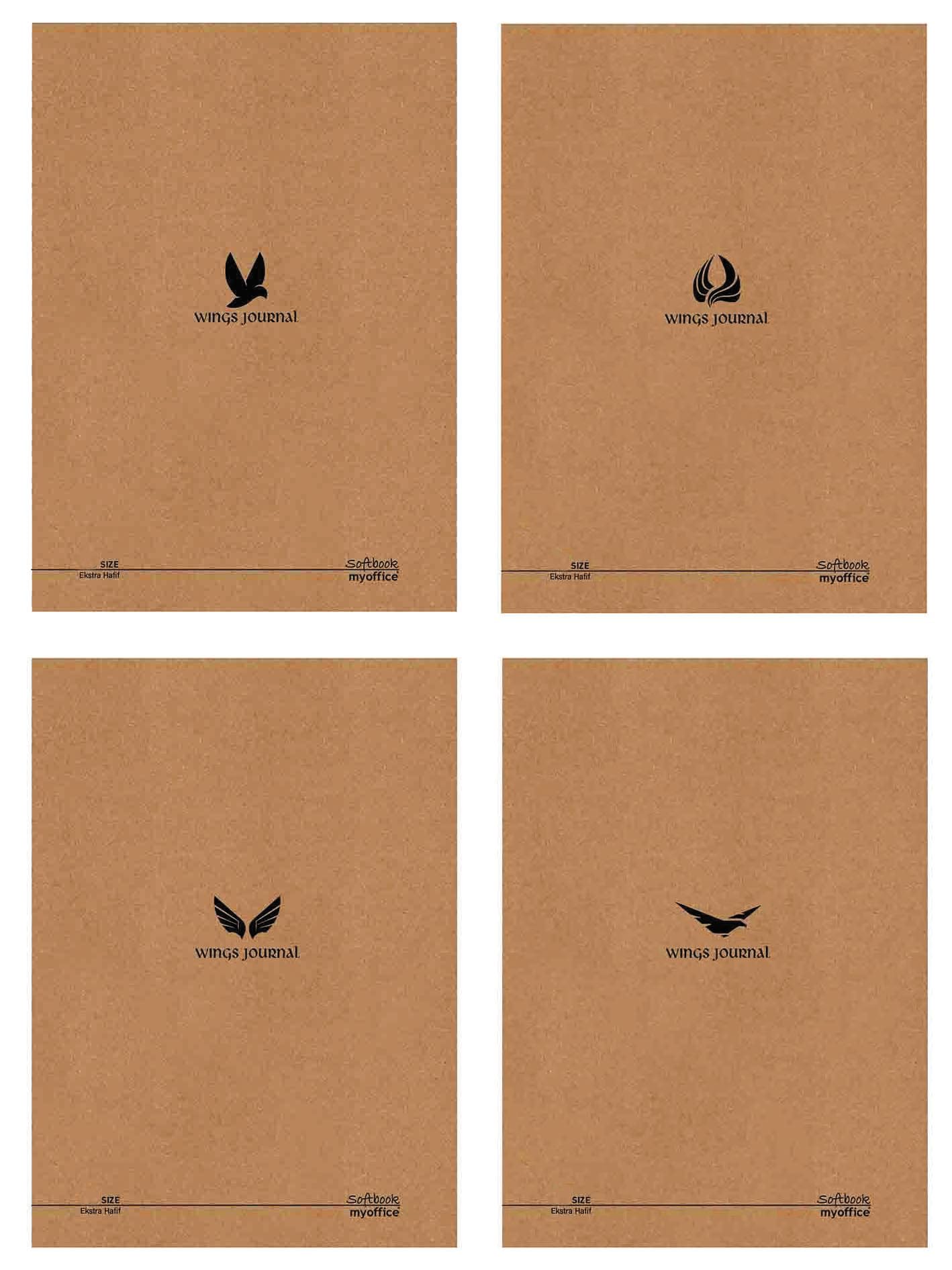 Etika Wings Journal 4'lü Çizgili A5 Defter Seti - Kraft Kapak