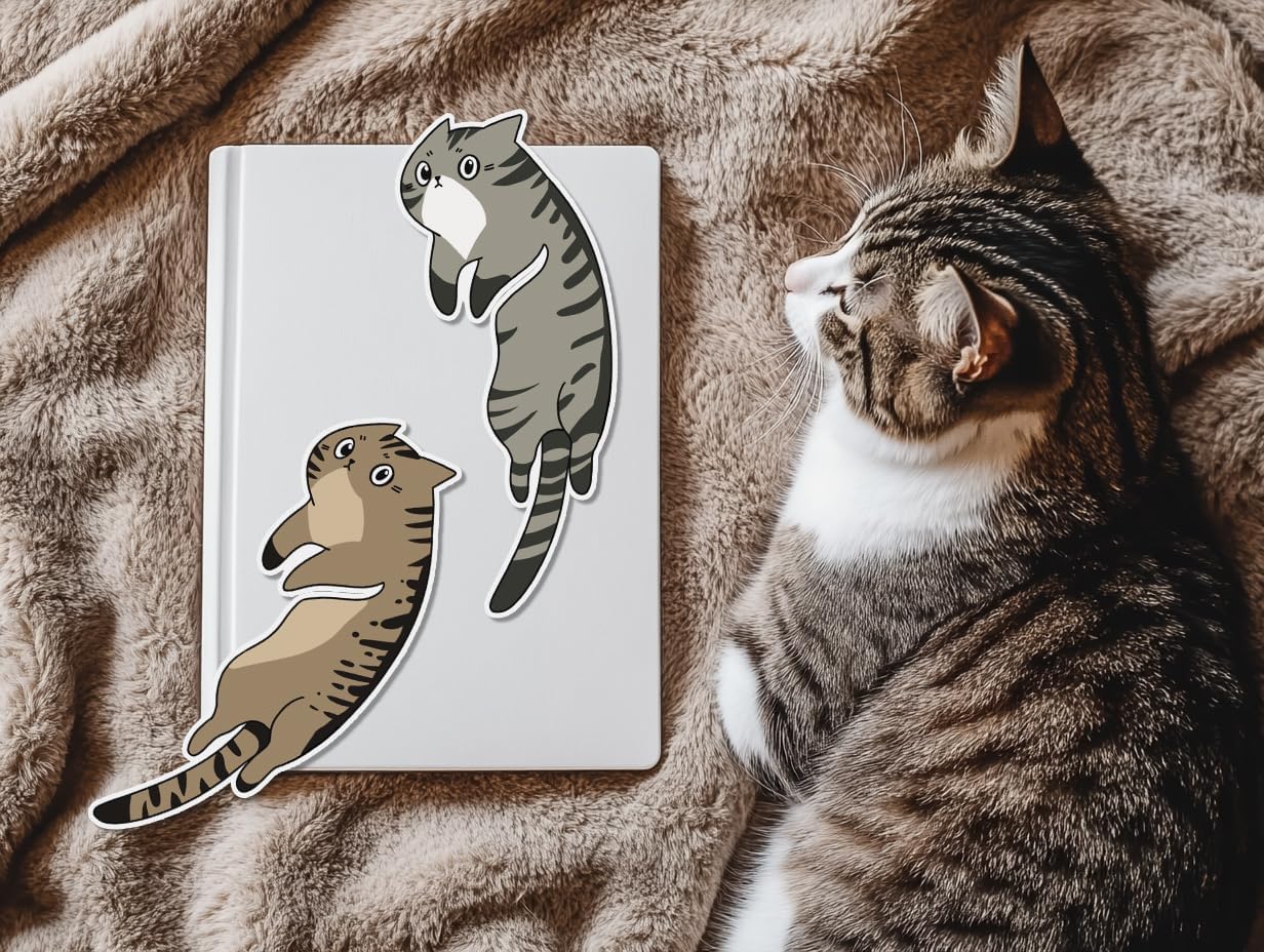 TwoDays Cute Cat Bookmarks for Reading Women, Gifts for Book Lovers, Book Accessories for Bookish, Cat Party Favors (Set of 10, 5'' X 2'') - Image 4