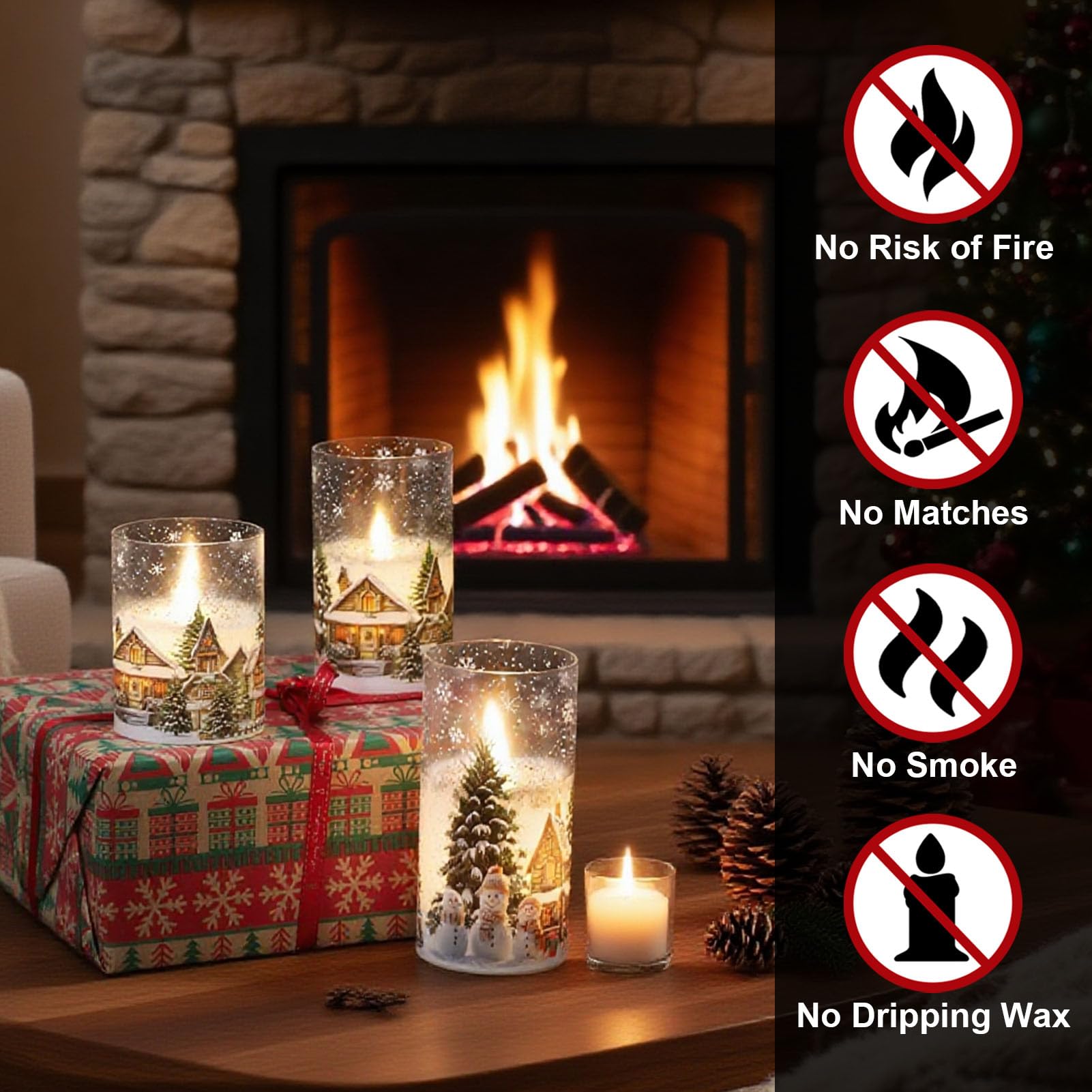 Amazon.com: DRomance Snowman House Glass Flameless Candles Battery