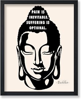 Poster Master Pain Is Inevitable Poster - Buddha Print - Motivational Art - Positive Quotes Art - Gift for Men & Women - Inspiring Decor for Office, Living Room or Bedroom - 8x10 UNFRAMED Wall Art